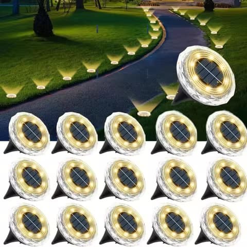 Spots solaires enterrés 8 LED – lumière blanc chaud