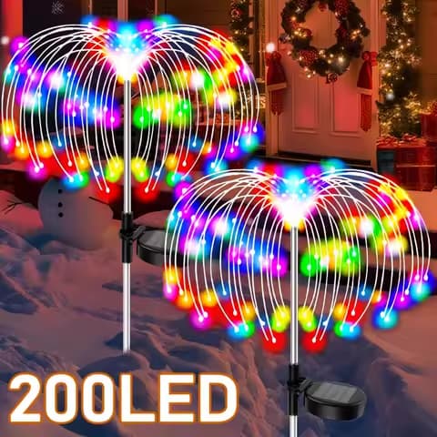 Lampe solaire feu d'artifice – 200 LED, à planter