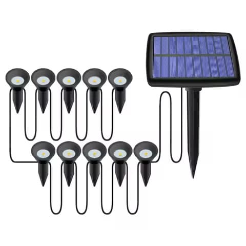 10 lampes solaires à piquer – blanc chaud