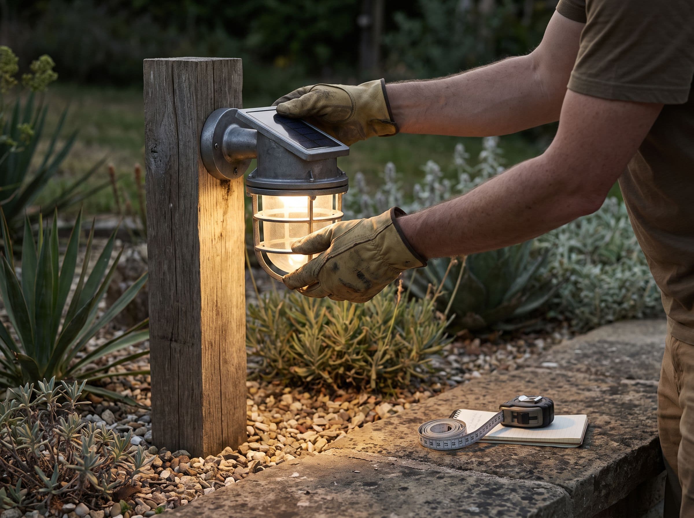 Atelier et jardin éclairés par des lampes solaires