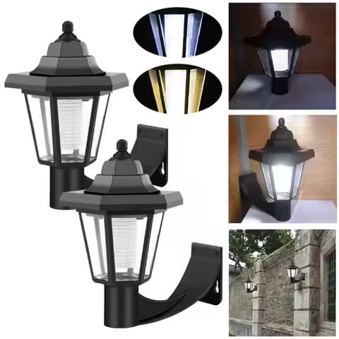 Lot de 2 lanternes solaires hexagonales – style rétro
